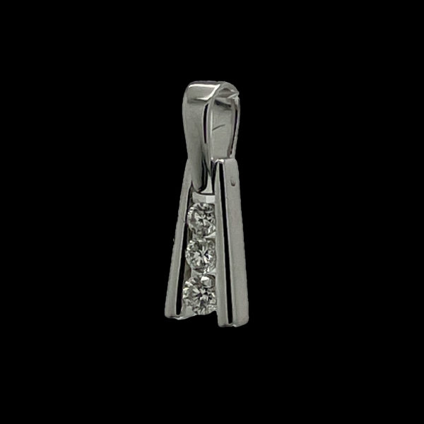 COLLIER-PENDENTIF DIAPASON TRILOGIE OR GRIS 18K/750 3 DIAMANTS DEGRADES – Image 4