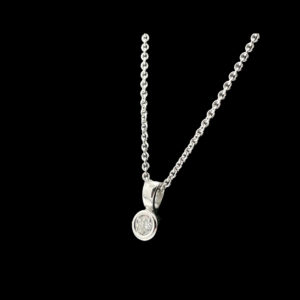 COLLIER-PENDENTIF  SOLITAIRE OR GRIS 18K ET DIAMANT