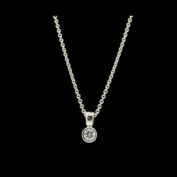 COLLIER-PENDENTIF  SOLITAIRE OR GRIS 18K ET DIAMANT – Image 3