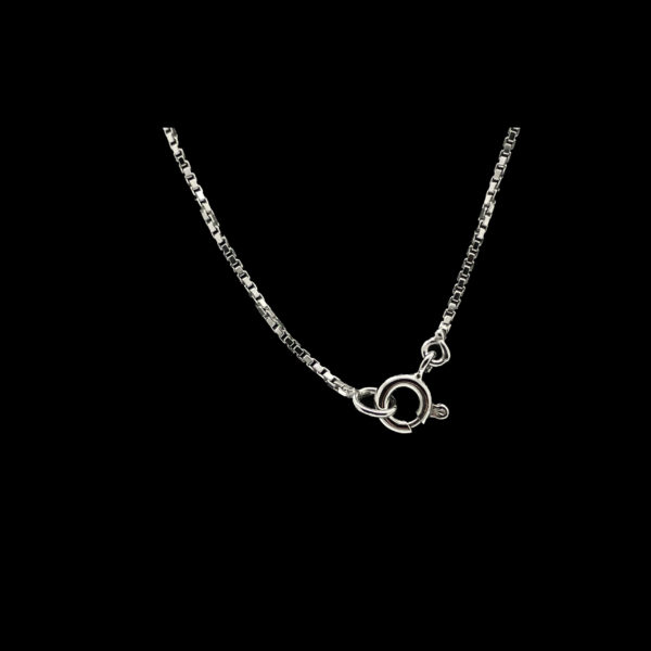 COLLIER-PENDENTIF  SOLITAIRE FLEUR OR GRIS 18K ET DIAMANT – Image 4