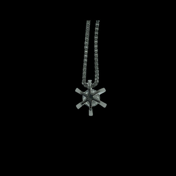 COLLIER-PENDENTIF  SOLITAIRE FLEUR OR GRIS 18K ET DIAMANT – Image 5