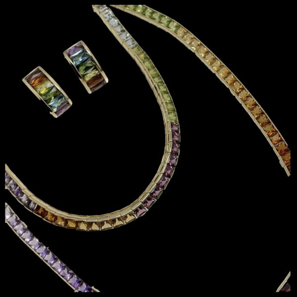 PARURE H. STERN COLLECTION "RAINBOW" OR JAUNE 18K ET PIERRES PRECIEUSES MULTICOLORES – Image 5