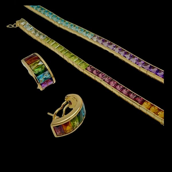 PARURE H. STERN COLLECTION "RAINBOW" OR JAUNE 18K ET PIERRES PRECIEUSES MULTICOLORES – Image 6