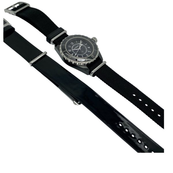 Chanel J12-G10 GLOSS CERAMIQUE NOIRE ACIER QUARTZ TAILLE 33X10,8MM REF. H4657 – Image 9