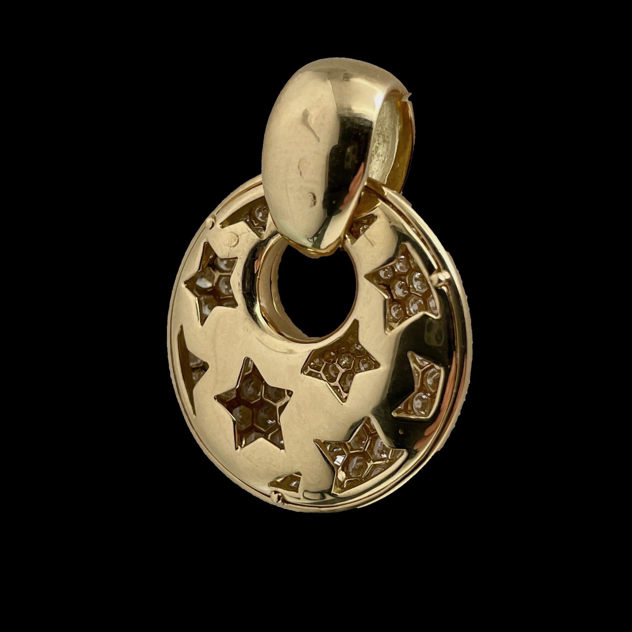 Pendentif Diamants 0.20 Ct Or 18K Jaune - Pave Rond Brillant - Marque Jisha