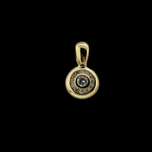 COLLIER-PENDENTIF  SOLEIL OR JAUNE 18K ET 13 DIAMANTS