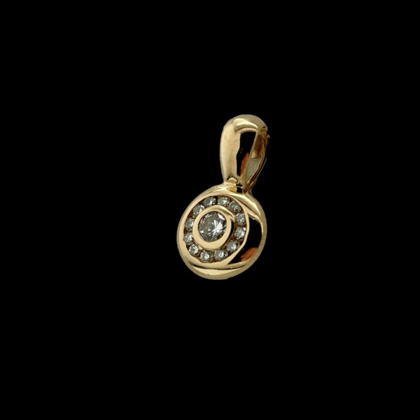 PARURE SOLEIL PENDENTIF & BOUCLES D'OREILLES OR JAUNE 18K ET 39 DIAMANTS – Image 8