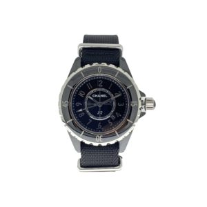 Chanel J12-G10 GLOSS CERAMIQUE NOIRE ACIER QUARTZ TAILLE 33X10,8MM REF. H4657