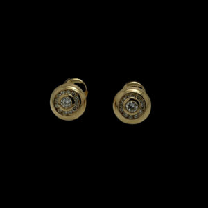 BOUCLES D'OREILLES  SOLEIL OR JAUNE 18K ET 13 DIAMANTS