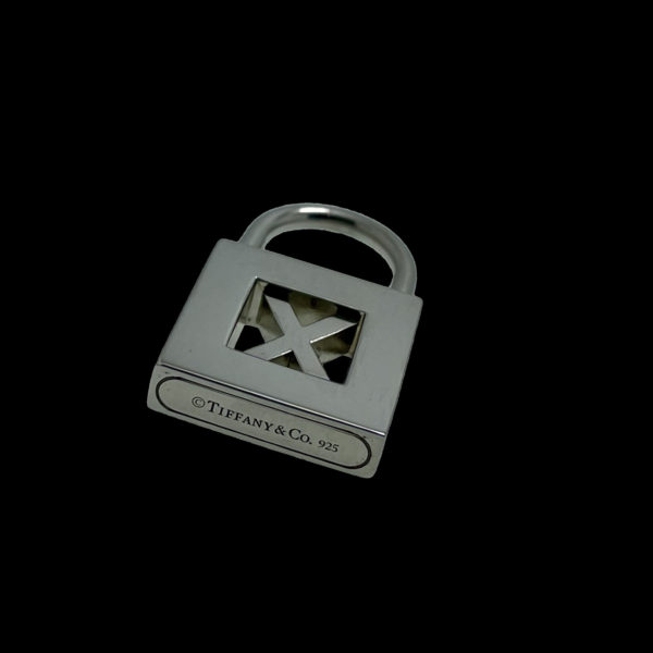COLLIER-PENDENTIF CHARMS TIFFANY & CO. CADENAS "X" EN ARGENT RODIER OR GRIS – Image 6