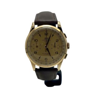 TEVO CHRONOGRAPHE SUISSE ANTIMAGNETIC 17 RUBIS OR JAUNE 18K DE 1950'S 38MM