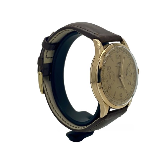 TEVO CHRONOGRAPHE SUISSE ANTIMAGNETIC 17 RUBIS OR JAUNE 18K DE 1950'S 38MM – Image 3