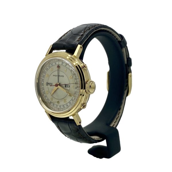 RARE MOVADO TRIPLE DATE OR 18K VINTAGE DES ANNEES '50 DE 35MM REF. 44788 – Image 2