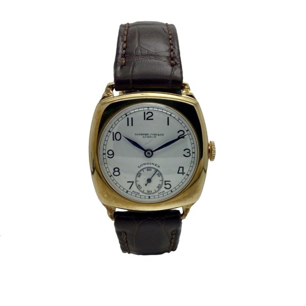 CAMERER CUSS & Co LONDON PAR LONGINES MONTRE COUSSIN 26x28MM OR JAUNE 18K