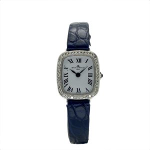 BAUME & MERCIER LADIES VINTAGE DRESS WATCH OR GRIS 18K DIAMONDS 21x24MM Réf.38263
