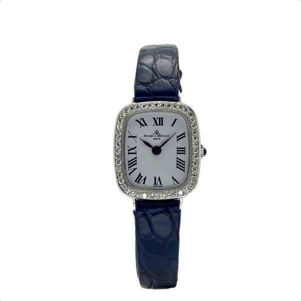 BAUME & MERCIER LADIES VINTAGE DRESS WATCH OR GRIS 18K DIAMONDS 21x24MM Réf.38263