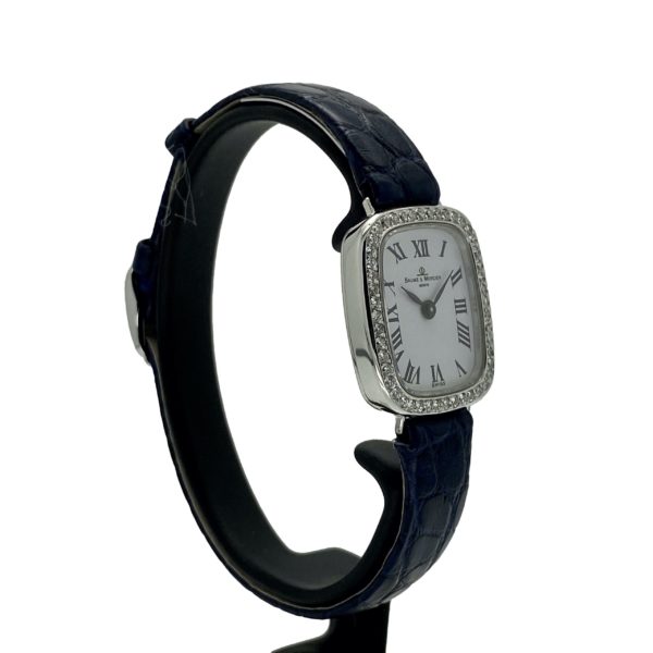 BAUME & MERCIER LADIES VINTAGE DRESS WATCH OR GRIS 18K DIAMONDS 21x24MM Réf.38263 – Image 3