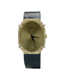 DELANEAU OVAL OR JAUNE & GRIS 18K ET DIAMANTS 26x33MM Réf. 1667