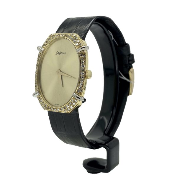 DELANEAU OVAL OR JAUNE & GRIS 18K ET DIAMANTS 26x33MM Réf. 1667 – Image 2