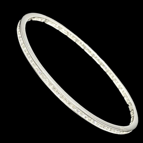 BRACELETS TENNIS RIGIDE OR GRIS 22K ET DIAMANTS TAILLE 19CM – Image 2