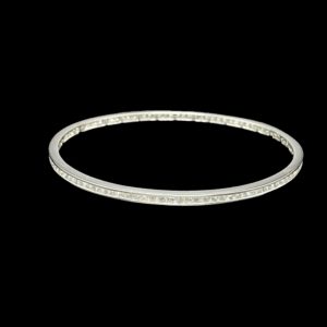 BRACELETS TENNIS RIGIDE OR GRIS 22K ET DIAMANTS TAILLE 19CM
