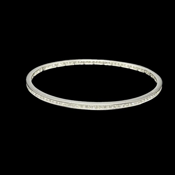 BRACELETS TENNIS RIGIDE OR GRIS 22K ET DIAMANTS TAILLE 19CM