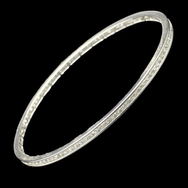 BRACELETS TENNIS RIGIDE OR GRIS 22K ET DIAMANTS TAILLE 19CM – Image 3