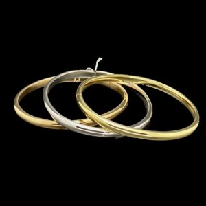 BRACELETS TRIO TUBE 3 OR JAUNE, GRIS ET ROSE 18K/750 TAILLE 18