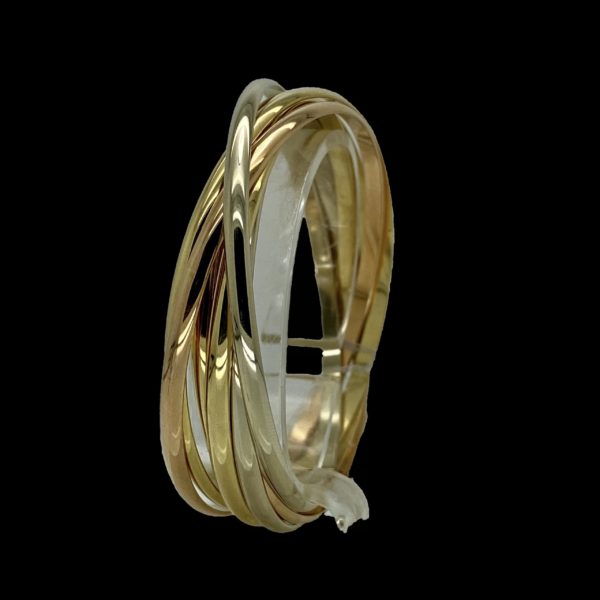BRACELETS CARTIER TRINITY SEMAINIER 7 ANNEAUX ENTRELACES OR GRIS, JAUNE ET ROSE 18K/750 VINTAGE – Image 3