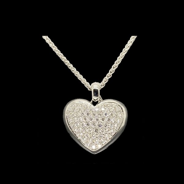 COLLIER-PENDENTIF COEUR OR GRIS 18K DIAMANTS – Image 2