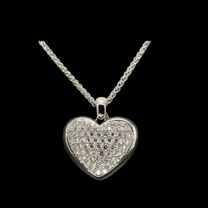 COLLIER-PENDENTIF COEUR OR GRIS 18K DIAMANTS