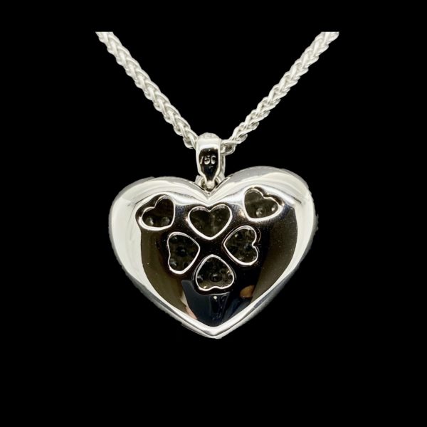 COLLIER-PENDENTIF COEUR OR GRIS 18K DIAMANTS – Image 3