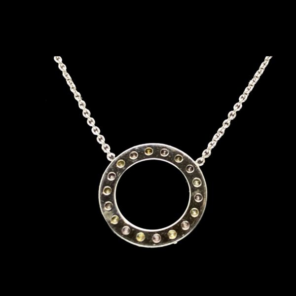 COLLIER-PENDENTIF OR GRIS 18K Fancy Pink & Yellow Diamonds Top Quality ! – Image 2