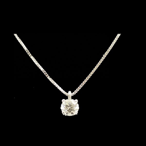 COLLIER-PENDENTIF  SOLITAIRE OR GRIS 18K ET DIAMANT DGI 0.33CTS