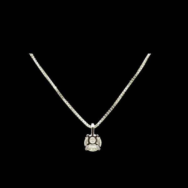 COLLIER-PENDENTIF  SOLITAIRE OR GRIS 18K ET DIAMANT DGI 0.33CTS – Image 3