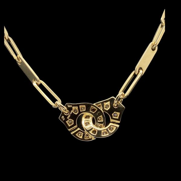 COLLIER-PENDENTIF dinh van PARIS MENOTTES DIAMANTS R12 OR JAUNE 18K – Image 2