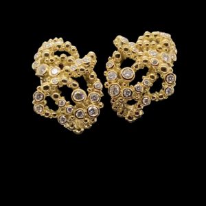 BOUCLES D'OREILLES GILBERT ALBERT COLLECTION CHAMPAGNE OR JAUNE 18K ET DIAMANTS