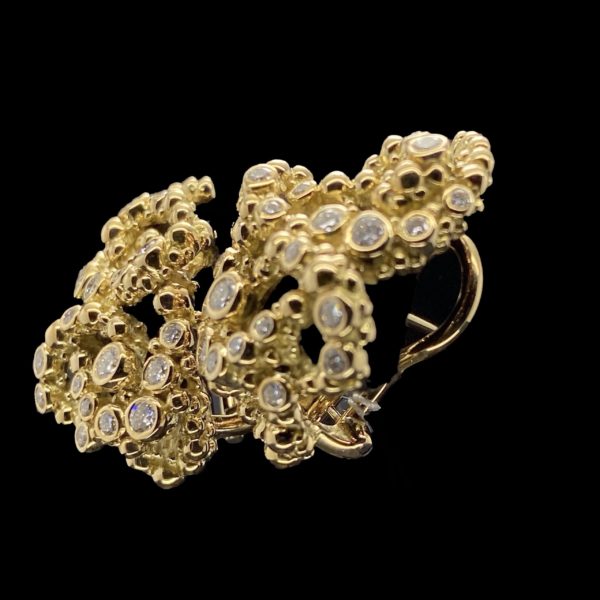 BOUCLES D'OREILLES GILBERT ALBERT COLLECTION CHAMPAGNE OR JAUNE 18K ET DIAMANTS – Image 2