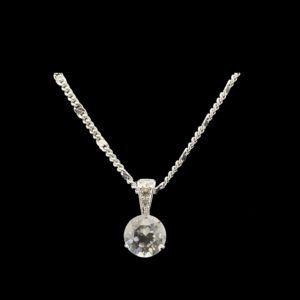 COLLIER-PENDENTIF  SOLITAIRE SWAROVSKI ZIRCON ARGENT 925