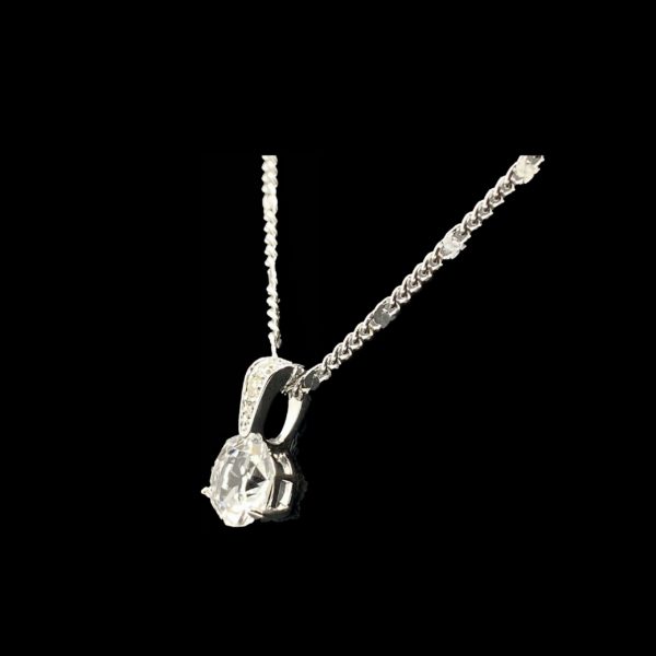 COLLIER-PENDENTIF  SOLITAIRE SWAROVSKI ZIRCON ARGENT 925 – Image 2