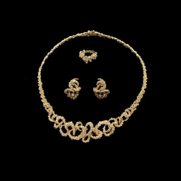 PARURE GILBERT ALBERT COLLECTION CHAMPAGNE OR JAUNE 18K ET DIAMANTS