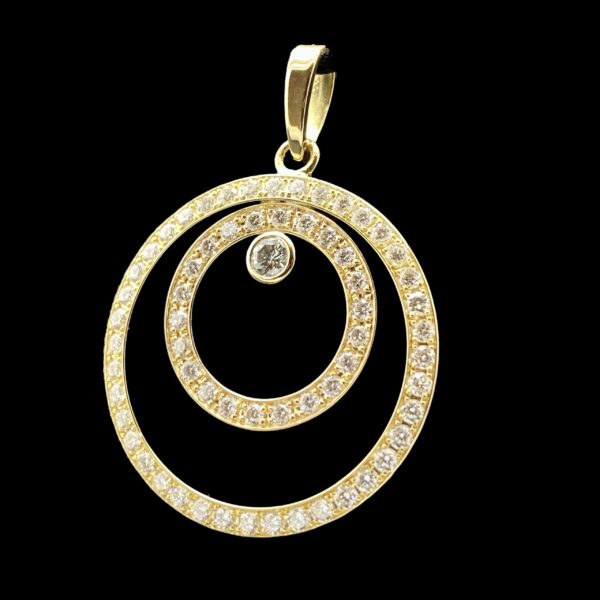 COLLIER-PENDENTIF  CERCLE OR JAUNE 18K ET DIAMANTS – Image 2
