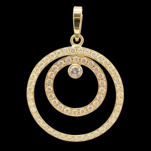 COLLIER-PENDENTIF  CERCLE OR JAUNE 18K ET DIAMANTS