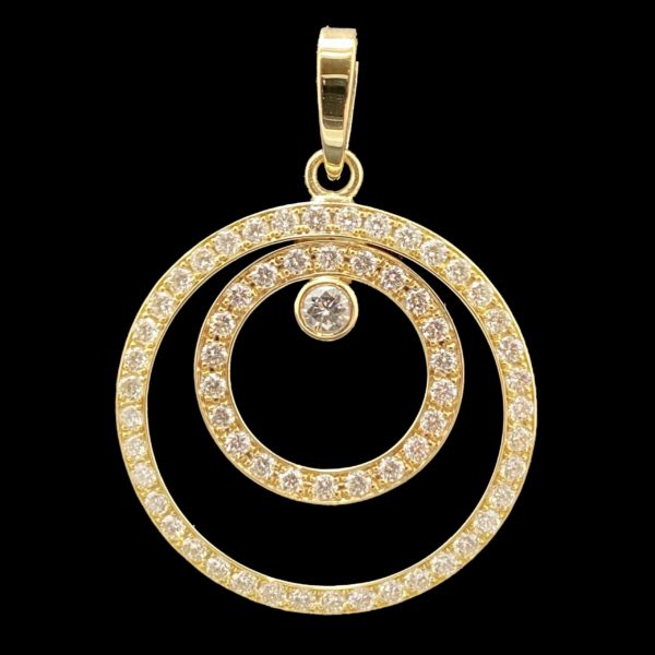 COLLIER-PENDENTIF  CERCLE OR JAUNE 18K ET DIAMANTS
