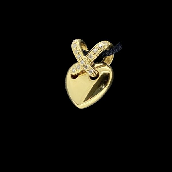 COLLIER-PENDENTIF  COEUR LIEN OR JAUNE 18K ET DIAMANT – Image 2