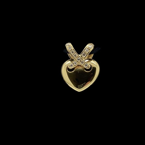 COLLIER-PENDENTIF  COEUR LIEN OR JAUNE 18K ET DIAMANT