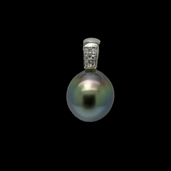 COLLIER-PENDENTIF PERLE GRISE DE TAHITI ET DIAMANT EN OR GRIS 18K