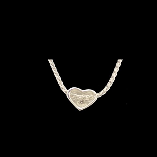 COLLIER-PENDENTIF  CHAINE COEUR OR GRIS 18K ET DIAMANT – Image 3