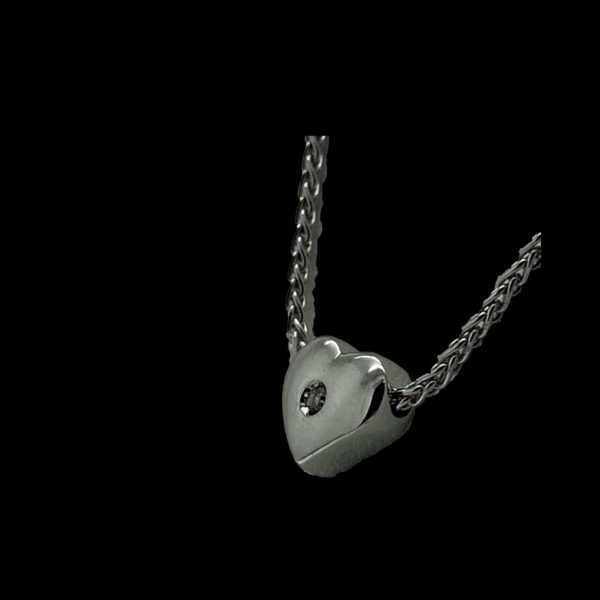 COLLIER-PENDENTIF  CHAINE COEUR OR GRIS 18K ET DIAMANT – Image 7
