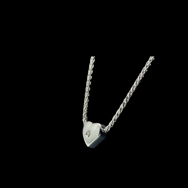 COLLIER-PENDENTIF  CHAINE COEUR OR GRIS 18K ET DIAMANT – Image 5